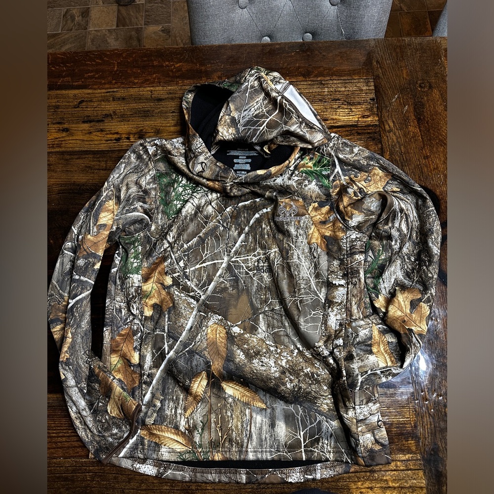 Kids XL camouflage hoodie with face cover